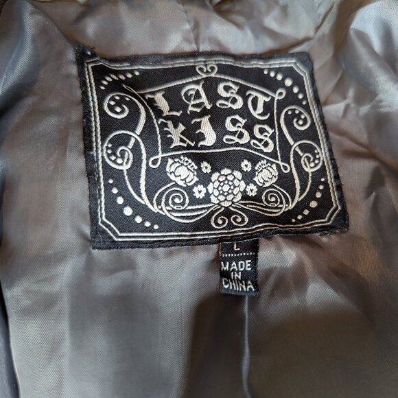 Last Kiss Faux Leather Chic Light Gray Belted Jacket Women's Size Large - Picture 8 of 14